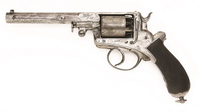 Lot 474 - A CASED 54 BORE BELGIAN ADAMS PATENT FIVE-SHOT DOUBLE ACTION PERCUSSION REVOLVER MADE UNDER LICENSE