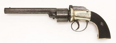 Lot 476 - A CASED 54 BORE BAR-HAMMER PERCUSSION TRANSITIONAL REVOLVER SIGNED SMITH