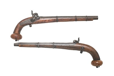 Lot 482 - TWO 20 BORE COSSAK REGULATION RIFLED PERCUSSION PISTOLS