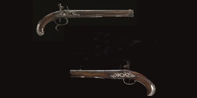 Lot 502 - **A FINE GERMAN SILVER-MOUNTED FLINTLOCK HOLSTER PISTOL BY IOHANN IACOB KUCHENREUTER