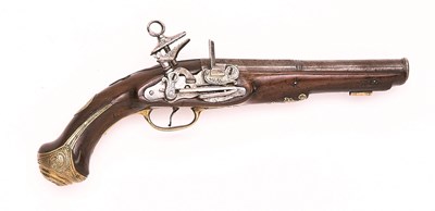 Lot 504 - A 12 BORE SPANISH MIQUELET-LOCK PISTOL