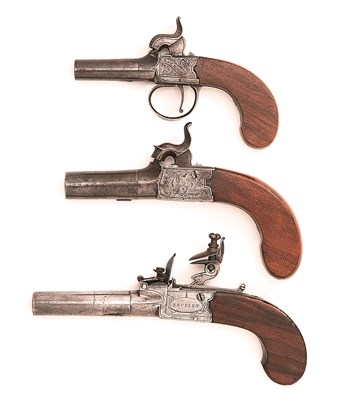 Lot 510 - A 54 BORE FLINTLOCK BOX-LOCK POCKET PISTOL BY KNUBLEY
