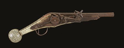 Lot 515 - A 28 BORE GERMAN WHEEL-LOCK PISTOL