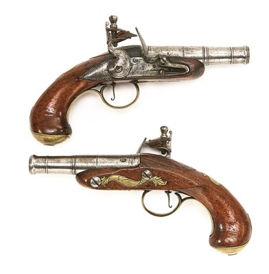 Lot 528 - A PAIR OF 54 BORE TRAVELLING PISTOLS BY T. RICHARDS