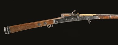 Lot 534 - **A 25 BORE INDIAN SILVER-MOUNTED MATCHLOCK MUSKET
