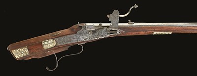 Lot 541 - **A 25 BORE GERMAN WHEEL-LOCK SPORTING RIFLE
