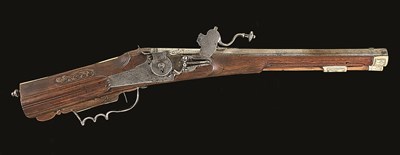 Lot 543 - **A 25 BORE GERMAN WHEEL-LOCK RIFLED SPORTING CARBINE