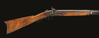Lot 557 - **A 50 BORE CANADIAN PERCUSSION RIFLE BY B. MILLS