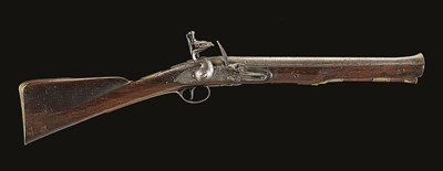 Lot 568 - **A FLINTLOCK BLUNDERBUSS SIGNED GARRETT