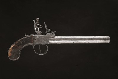 Lot 577 - **A 54 BORE FLINTLOCK BOX-LOCK POCKET PISTOL