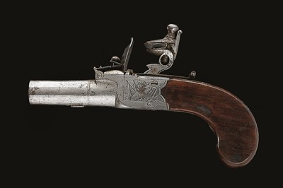 Lot 579 - **A 50 BORE FLINTLOCK POCKET PISTOL BY BRUNTON