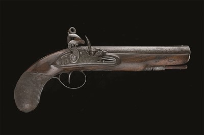 Lot 582 - **A 28 BORE FLINTLOCK TRAVELLING PISTOL BY RYAN