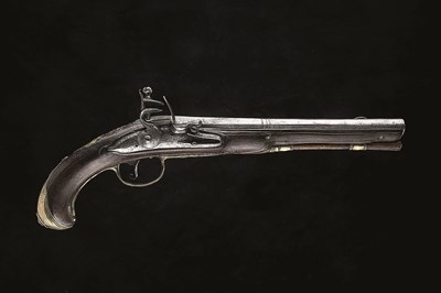 Lot 586 - AN 18 BORE LIÃˆGOIS FLINTLOCK HOLSTER PISTOL