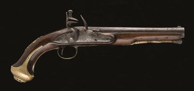 Lot 603 - **A RARE 20 BORE FLINTLOCK PISTOL BY GRIFFIN & TOW