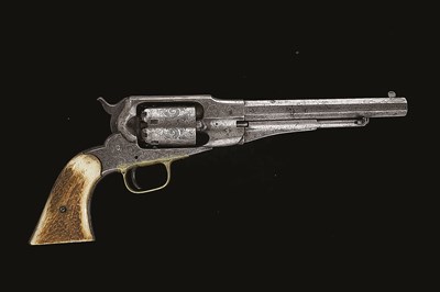 Lot 608 - **A .36 CALIBRE ENGRAVED U. S. REMINGTON NEW MODEL NAVY REVOLVER