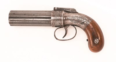 Lot 609 - **A .31 CALIBRE U. S. ALLEN & THURBER BAR HAMMER SIX-SHOT PERCUSSION PEPPERBOX REVOLVER