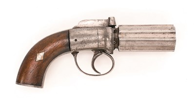 Lot 613 - **A 120 BORE BAR HAMMER SIX-SHOT PERCUSSION PEPPERBOX REVOLVER