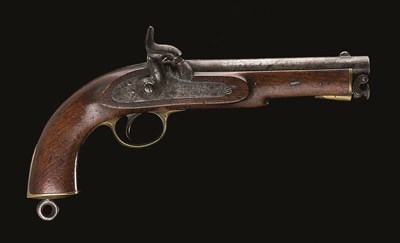 Lot 618 - **A .577 CALIBRE VICTORIAN 1855 PATTERN PERCUSSION RIFLED SERVICE PISTOL