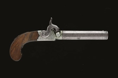 Lot 625 - **A 40 BORE PERCUSSION TRAVELLING PISTOL SIGNED H. SMITH. LONDON