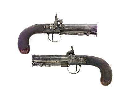 Lot 632 - **A PAIR OF 54 BORE PERCUSSION TRAVELLING PISTOLS SIGNED BLAKE & CO.