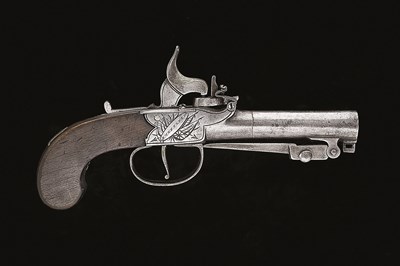 Lot 636 - **AN 80 BORE PERCUSSION BOX-LOCK POCKET PISTOL BY T. LITTLEY