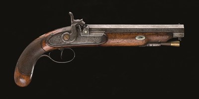 Lot 642 - **A 14 BORE PERCUSSION PISTOL BY J. KEEN