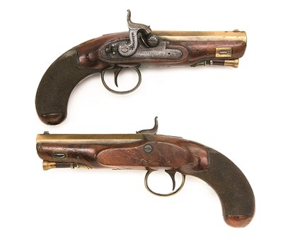 Lot 644 - **A CASED PAIR OF 40 BORE PERCUSSION TRAVELLING PISTOLS BY HETHERINGTON