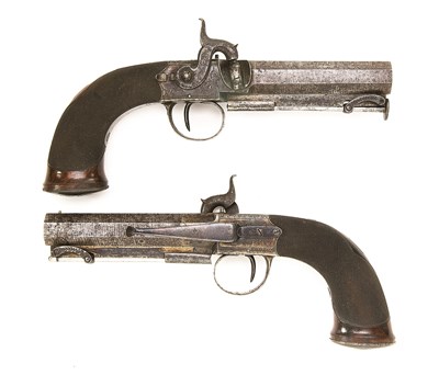 Lot 645 - **A CASED PAIR OF 18 BORE PERCUSSION BELT PISTOLS BY LYELL