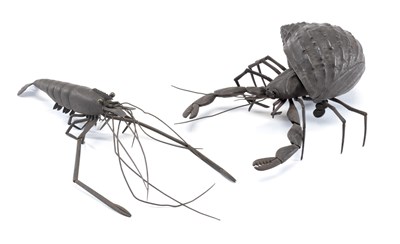 Lot 26 - *A JAPANESE MODEL HERMIT CRAB AND A PRAWN (JIZAI)