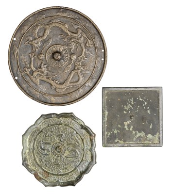 Lot 37 - **THREE CHINESE BRONZE MIRRORS