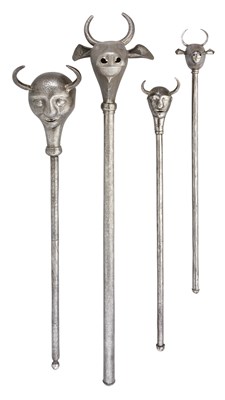 Lot 109 - **FOUR PERSIAN PARADE MACES (GORZ)