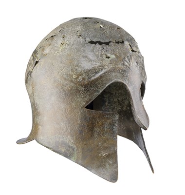 Lot 112 - **A GREEK CORINTHIAN BRONZE HELMET