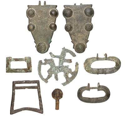 Lot 125 - **A GROUP OF SAXON AND MEDIAEVAL BRONZE BUCKLES AND OTHER ITEMS