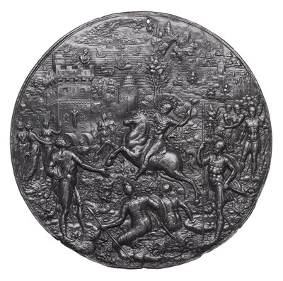Lot 134 - **A LEAD ROUNDEL OF MINOS AND SCYLLA