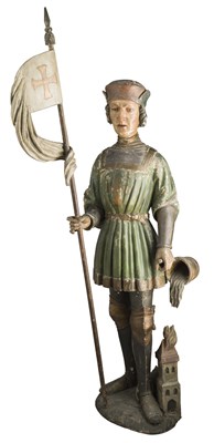 Lot 135 - **A WOOD FIGURE OF ST. FLORIAN