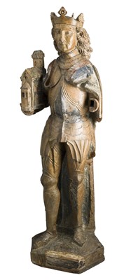 Lot 136 - **A WOOD FIGURE OF A WARRIOR SAINT