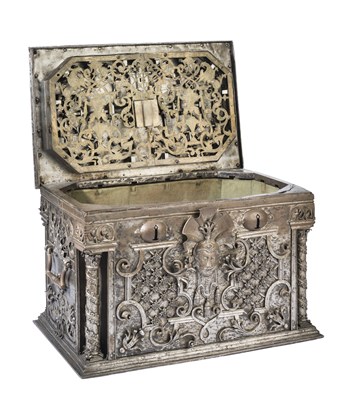 Lot 146 - **A POLISHED IRONSTRONGBOX