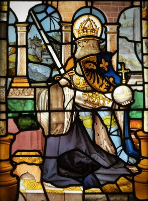 Lot 171 - **A STAINED GLASS PANEL