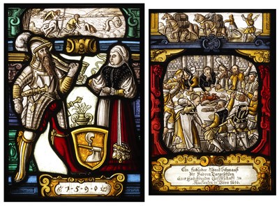 Lot 175 - **TWO GERMAN STAINED GLASS PANELS