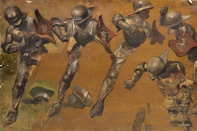 Lot 185 - **LOUIS BRAUN (GERMAN, 1836-1916) A STUDY OF FIVE KNIGHTS