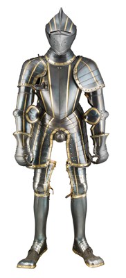 Lot 281 - A COMPOSITE BLUED AND GILT WESTERN EUROPEAN CAP-A-PIE FIELD ARMOUR