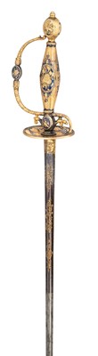 Lot 372 - A FINE FRENCH SMALLSWORD WITH ENAMELLED AND GOLD CLOSE-PLATED SILVER HILT, LATE 18TH CENTURY, PROBABLY PARIS