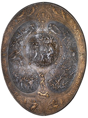 Lot 320 - AN ENGLISH ELECTROTYPE COPY OF A PARADE SHIELD BY M. MOREL-LADEUIL