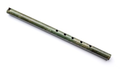 Lot 44 - A CHINESE OR KOREAN JADE TRANSVERSE FLUTE, PROBABLY 19TH CENTURY