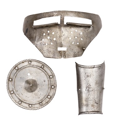 Lot 356 - THE VISOR OF A EUROPEAN CUIRASSIER'S CLOSE HELMET
