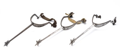 Lot 372 - **A PAIR OF SPURS AND A FURTHER SPUR IN LATE 15TH CENTURY STYLE