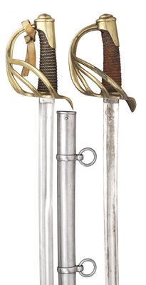 Lot 381 - **TWO FRENCH MODEL 1822 LINE CAVALRY TROOPERS SABRES