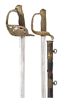 Lot 385 - **A FRENCH MODEL 1854 OFFICER'S SWORD FOR A MEMBER OF THE CENT GARDES AND A FRENCH NAVAL ACADEMY