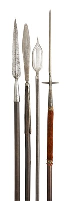 Lot 427 - A TRENCH PIKE; TWO SPEARS; AND A PIKE PROBABALY AMERICAN