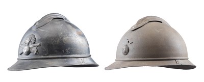 Lot 445 - **TWO FRENCH MODEL 1915 STEEL HELMETS